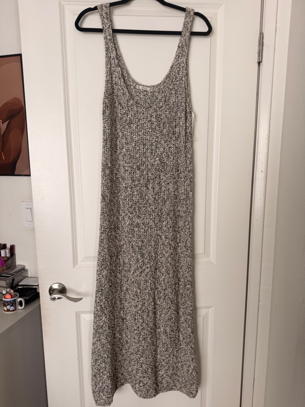 Zara Speckled Black and White Knit Maxi Dress